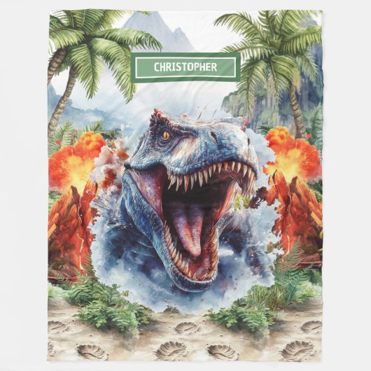 Fierce T-Rex Deken Gepersonaliseerde Aangepaste Na (Voorkant)
