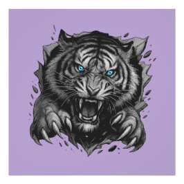 Fierce Tiger Breakthrough: Bold & Wild Foto Afdruk