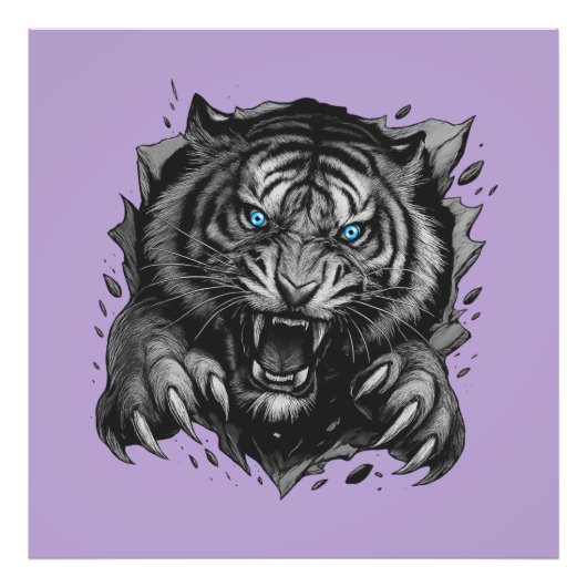 Fierce Tiger Breakthrough: Bold & Wild Foto Afdruk (Voorkant)