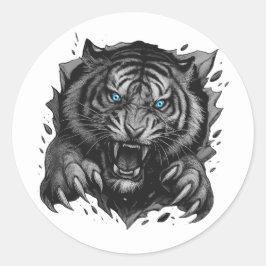 Fierce Tiger Breakthrough: Bold & Wild Ronde Sticker