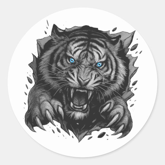 Fierce Tiger Breakthrough: Bold & Wild Ronde Sticker (Voorkant)