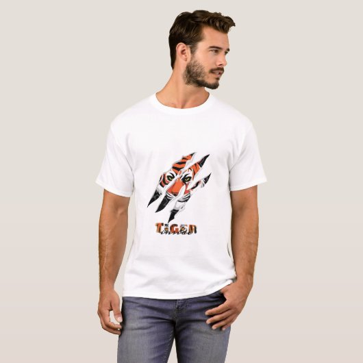 Fierce Tiger Claw Rip – Wild Beast Power Design T-shirt (Voorkant volledig)