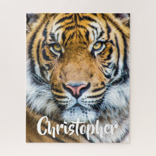 Fierce Tiger Face Personalized Name Legpuzzel