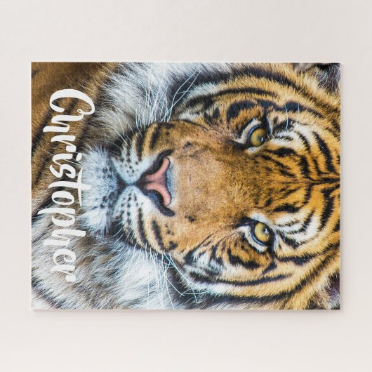 Fierce Tiger Face Personalized Name Legpuzzel (Horizontaal)