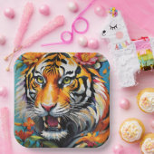 Fierce Tiger Floral Papieren Bordje (Feest)