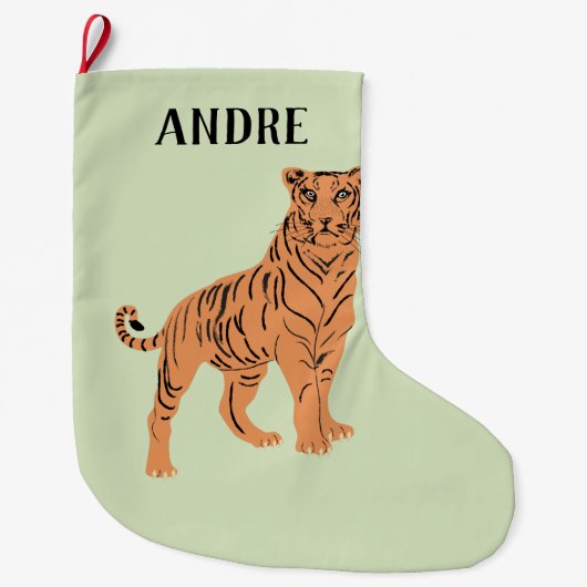 Fierce Tiger gepersonaliseerd Grote Kerstsok (Voorkant)