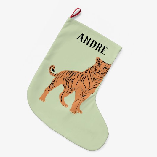 Fierce Tiger gepersonaliseerd Grote Kerstsok (Voorkant (Hangend))
