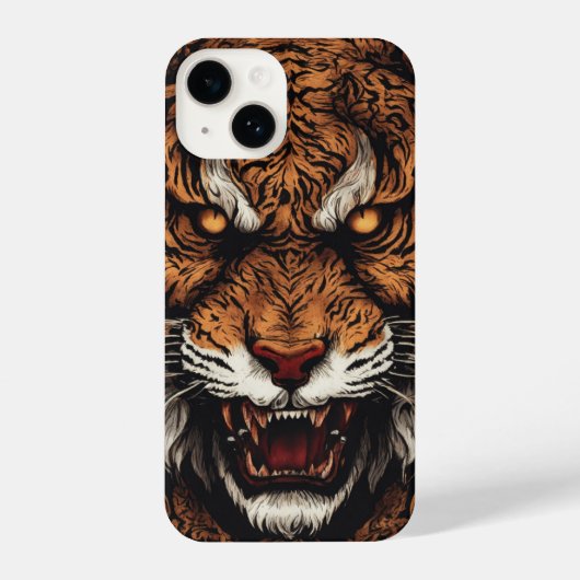 Fierce Tiger iPhone Hoesje - Roaring Protection vo iPhone 14 Hoesje (Achterkant)