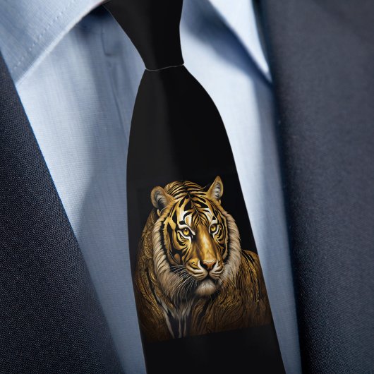 Fierce Tiger op zwarte stropdas