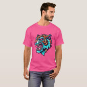 Fierce Tiger Roar Bold & Agressieve Cartoon Tiger T-shirt (Voorkant volledig)