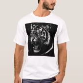 Fierce Tiger Roar – Monochrome Ink Style T-shirt (Voorkant)
