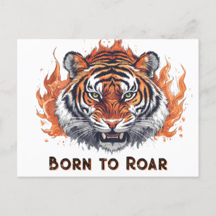 Fierce Tiger with Flames - tekst Briefkaart