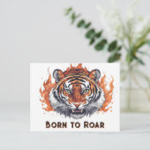 Fierce Tiger with Flames - tekst Briefkaart (Staand voorkant)