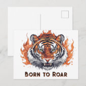 Fierce Tiger with Flames - tekst Briefkaart (Voorkant / Achterkant)
