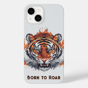 Fierce Tiger with Flames - tekst Case-Mate iPhone 14 Hoesje