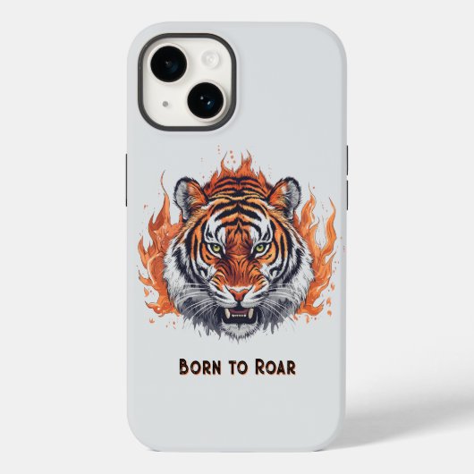 Fierce Tiger with Flames - tekst Case-Mate iPhone Case (Achterkant)