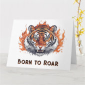 Fierce Tiger with Flames - tekst Kaart (Gele Bloem)