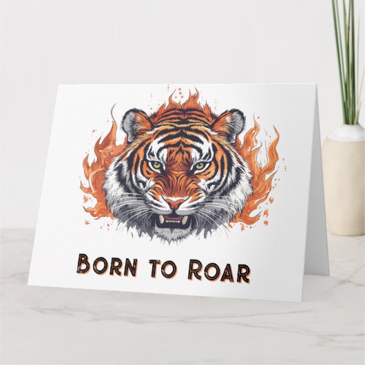 Fierce Tiger with Flames - tekst Kaart (Voorkant)