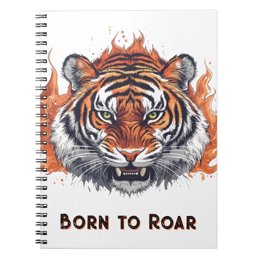 Fierce Tiger with Flames - tekst Notitieboek (Voorkant)