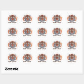 Fierce Tiger with Flames -  tekst Ronde Sticker (Vel)