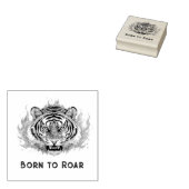 Fierce Tiger with Flames - tekst Rubberstempel (Gestempeld)