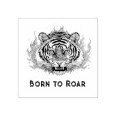 Fierce Tiger with Flames - tekst Rubberstempel (Afrduk)