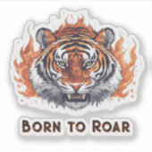 Fierce Tiger with Flames -  tekst Sticker (Voorkant)