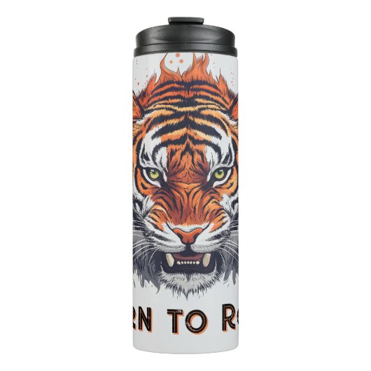 Fierce Tiger with Flames - tekst Thermosbeker (Voorkant)