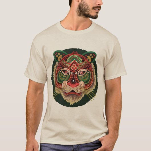 Fierce Tribal Tiger Face T-shirt (Voorkant)