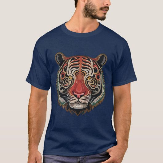 Fierce Tribal Tiger Face T-shirt (Voorkant)