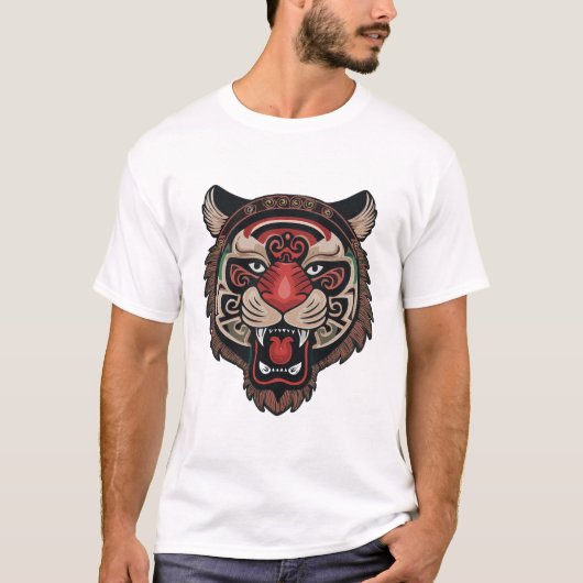 Fierce Tribal Tiger Face T-shirt (Voorkant)