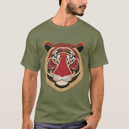 Fierce Tribal Tiger Face T-shirt (Voorkant)