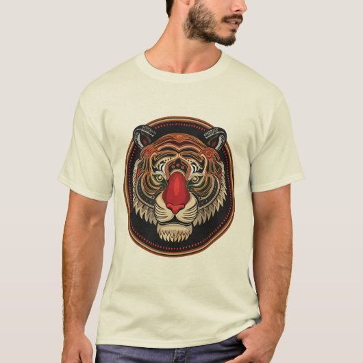 Fierce Tribal Tiger Face T-shirt (Voorkant)