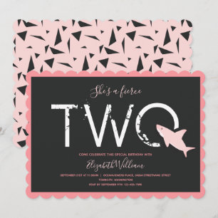 Fierce Twee Roze Haai Bold Dier 2e Verjaardag Kaart