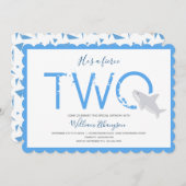 Fierce Two Blue White Shark Animal 2e verjaardag Kaart (Voorkant / Achterkant)