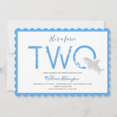 Fierce Two Blue White Shark Animal 2e verjaardag Kaart (Voorkant)