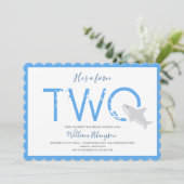Fierce Two Blue White Shark Animal 2e verjaardag Kaart (Staand voorkant)