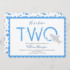 Fierce Two Blue White Shark Animal 2e verjaardag Kaart