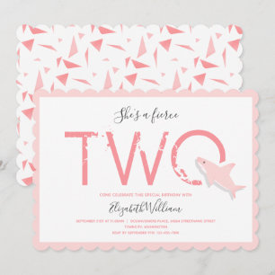 Fierce Two Pink Shark Animal 2e verjaardag Kaart