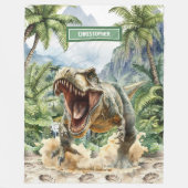 Fierce Tyrannosaurus Blanket Aangepaste Naam voor  Fleece Deken (Voorkant)
