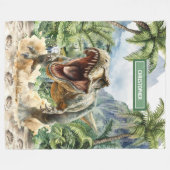 Fierce Tyrannosaurus Blanket Aangepaste Naam voor  Fleece Deken (Voorkant (Horizontaal))