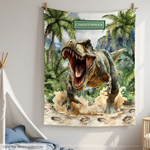 Fierce Tyrannosaurus Blanket Aangepaste Naam voor Fleece Deken