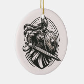 Fierce Valkyrie Warrior – Noordse mythologie Line  Keramisch Ornament (Rechts)
