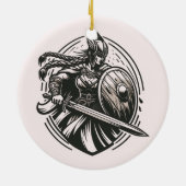 Fierce Valkyrie Warrior – Noordse mythologie Line  Keramisch Ornament (Achterkant)