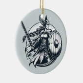 Fierce Valkyrie Warrior – Noordse mythologie Line Keramisch Ornament (Rechts)