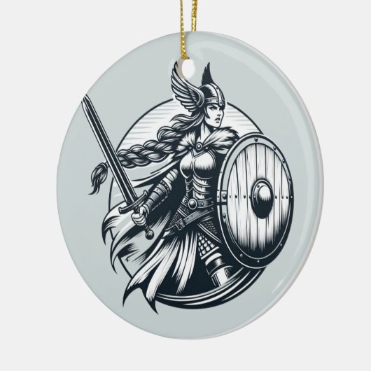 Fierce Valkyrie Warrior – Noordse mythologie Line  Keramisch Ornament (Links)