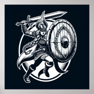 Fierce Valkyrie Warrior – Noordse mythologie Line  Poster