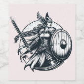 Fierce Valkyrie Warrior – Noordse mythologie Line Wijn Etiket (Enkel label)