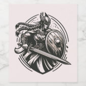 Fierce Valkyrie Warrior – Noordse mythologie Line Wijn Etiket (Enkel label)