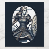 Fierce Valkyrie Warrior – Noordse mythologie Line Wijn Etiket (Enkel label)